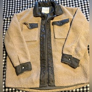 American Eagle Outfitters Tan and Gray Sherpa Jacket
